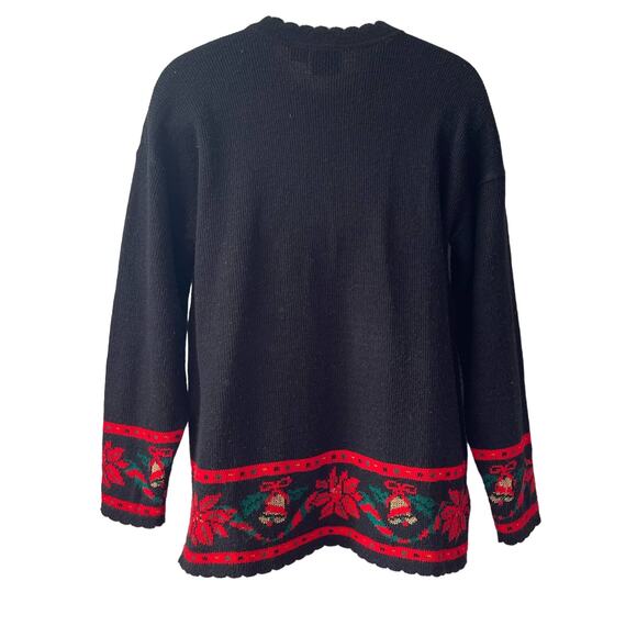 VINTAGE 90s Nutcracker Poinsettia Wreath Ugly Christmas Sweater Size Medium - Picture 3 of 3
